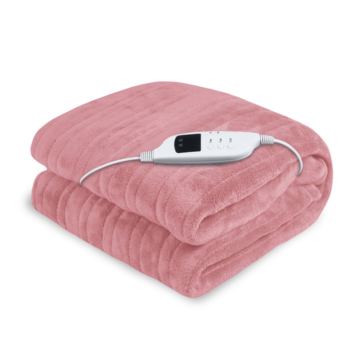 Laura Hill Electric Heated Throw Rug Coral Fleece Pink 160x130cm