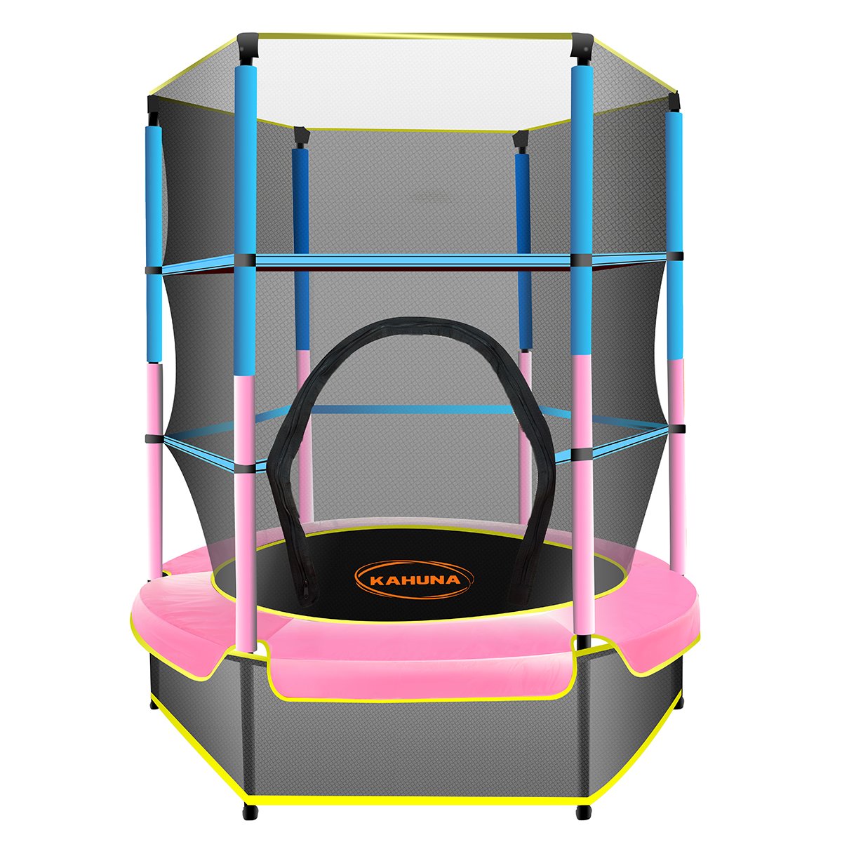 Kahuna 4.5ft Kids Trampoline Round Safety Net Blue Pink