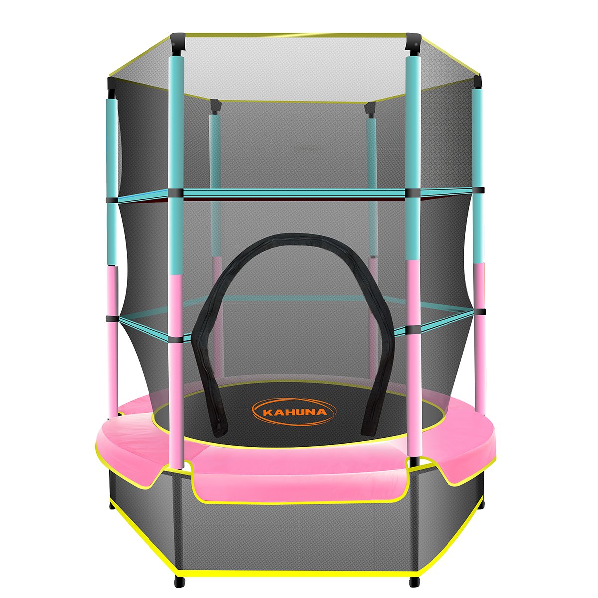 Kahuna 4.5ft Kids Trampoline Round Safety Net Green Pink