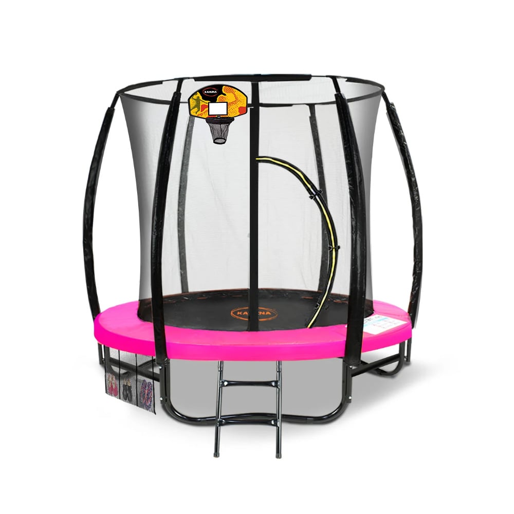 Kahuna Classic 6ft Outdoor Trampoline Set Safety Enclosure Basketball Hoop Pink