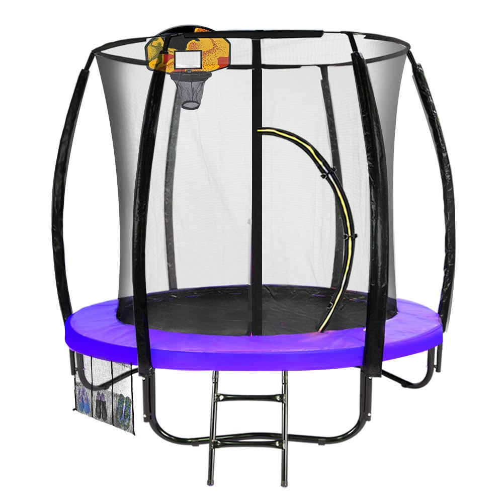Kahuna Classic 6ft Round Trampoline Purple Basketball Set Safety Enclosure
