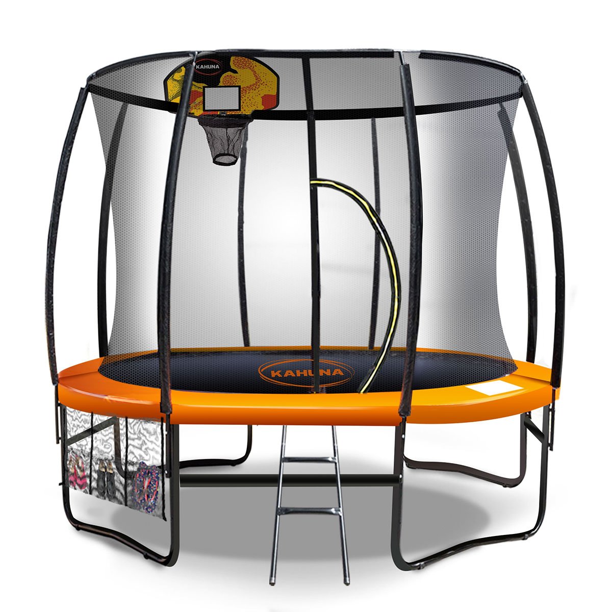 Kahuna 10ft Outdoor Trampoline Kids Set Orange Basketball Hoop Safety Enclosure