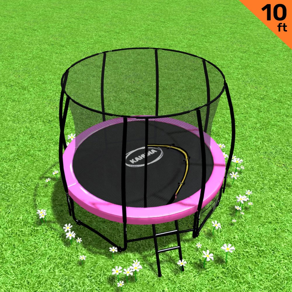 Kahuna 10ft Round Trampoline Pink Safety Enclosure Ladder