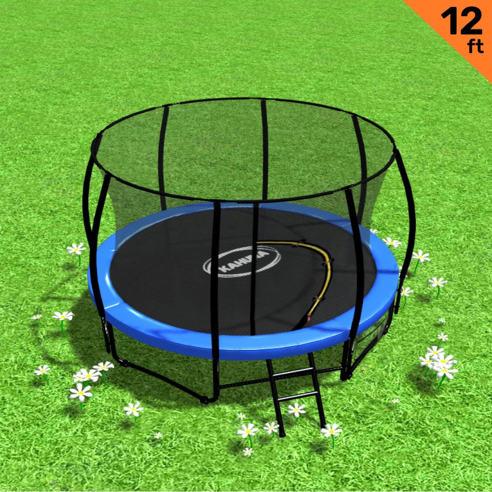 Kahuna 12ft Trampoline Round Enclosure Blue with Ladder and Safety Net