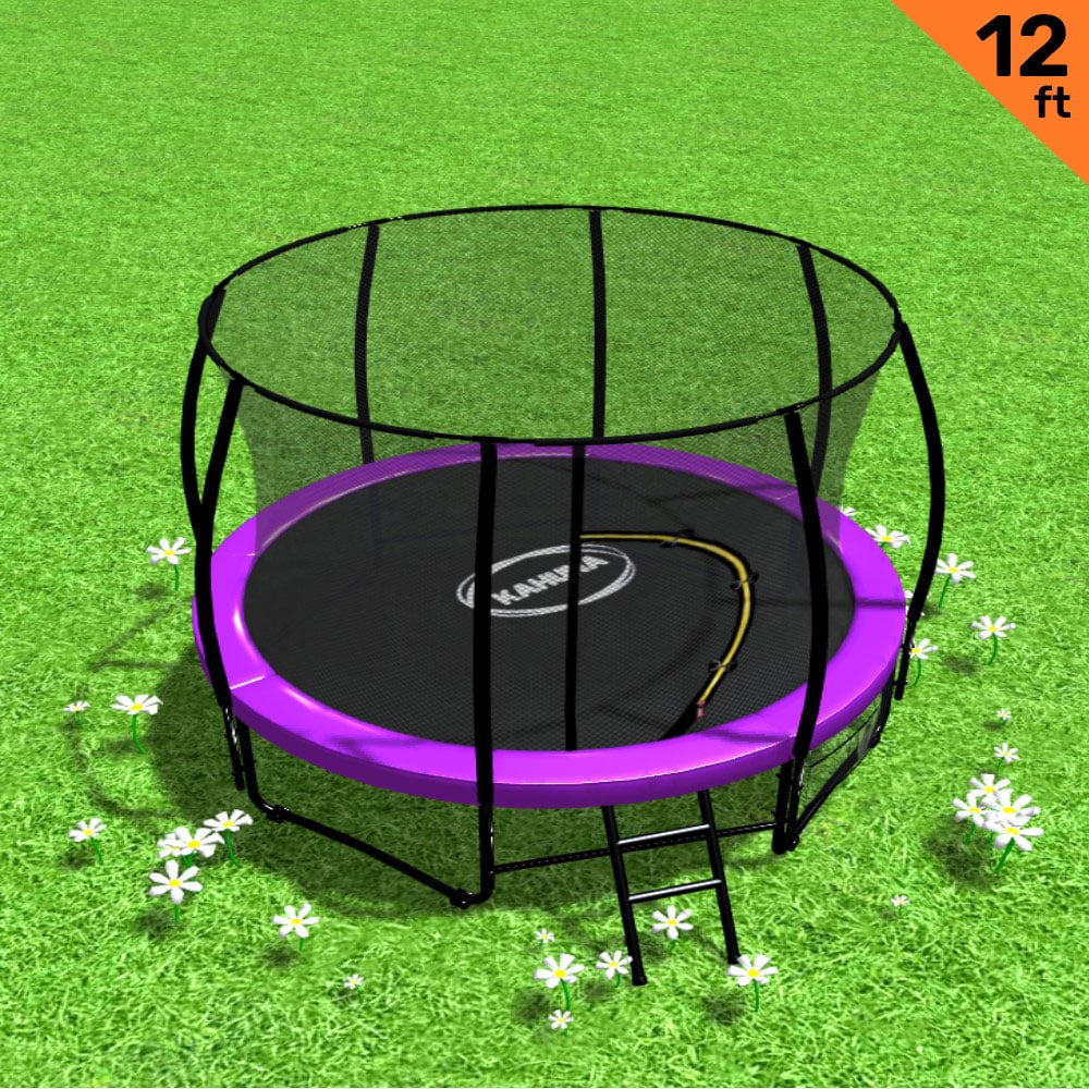 Kahuna 12ft Trampoline Round Enclosure Purple Safety Net Ladder