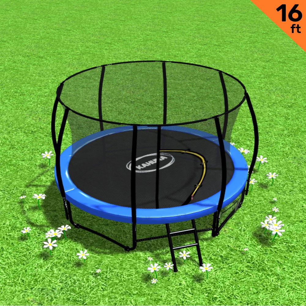 Kahuna 16ft Trampoline Round Blue Enclosure Ladder Safety Pad