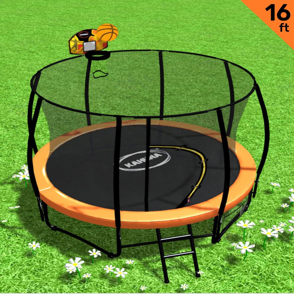 Kahuna 16ft Kids Outdoor Trampoline Set Safety Enclosure Orange