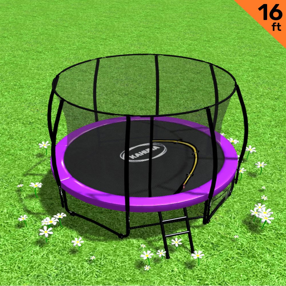 Kahuna 16ft Round Trampoline Purple Safety Net Ladder