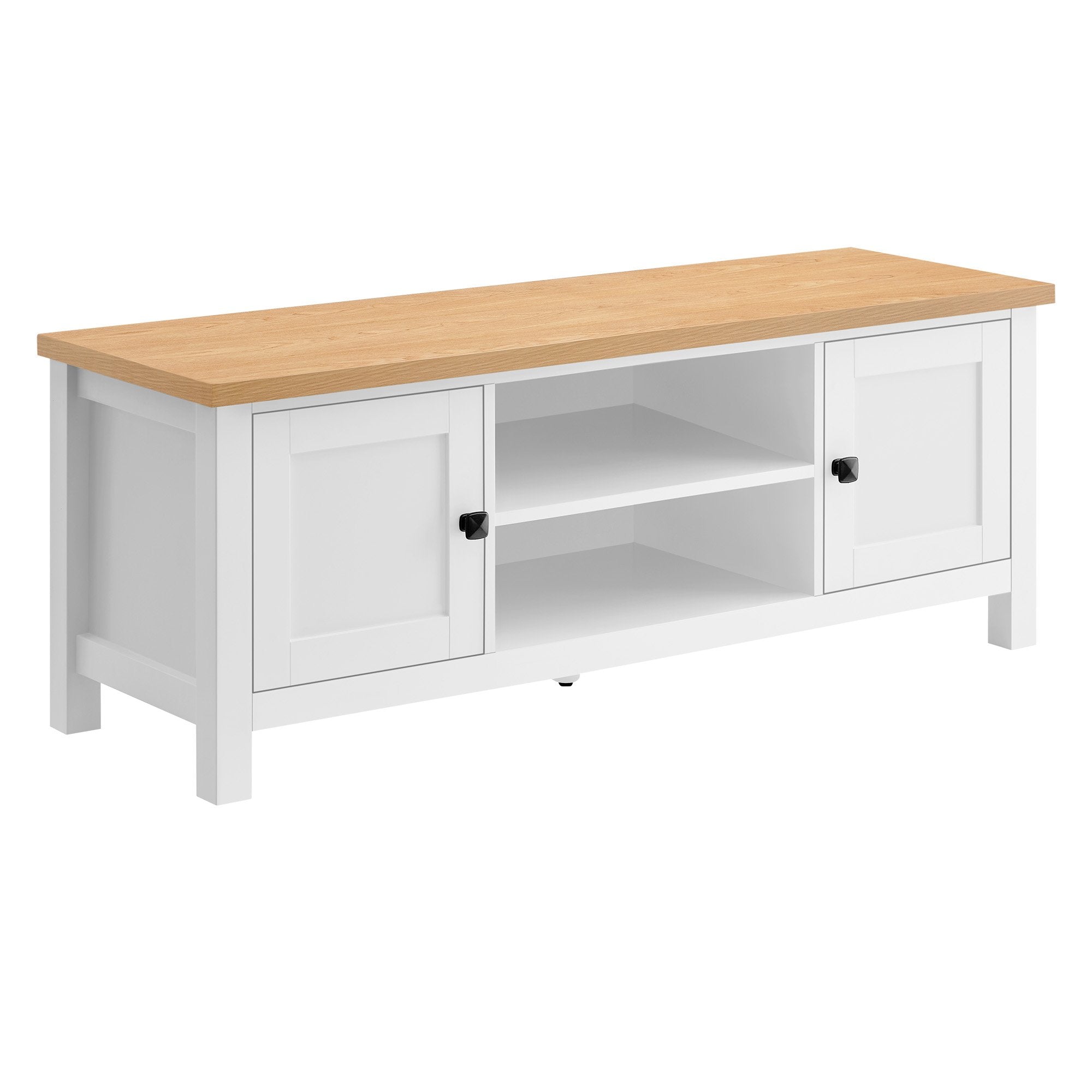 Gio Entertainment Stand Cabinet White Natural Wood Finish