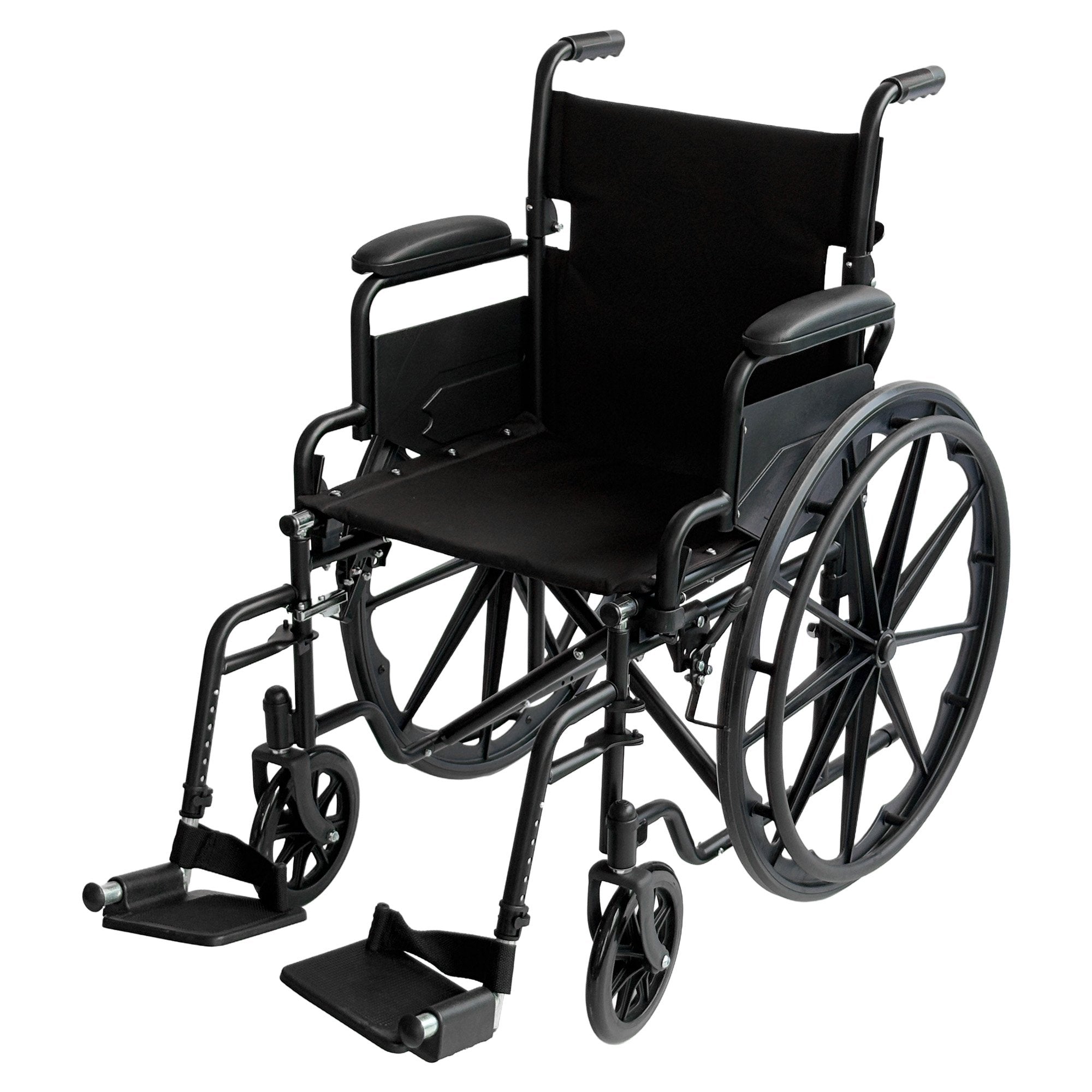 Orthonica 24-Inch Wheelchair Foldable Lightweight Black Steel Frame