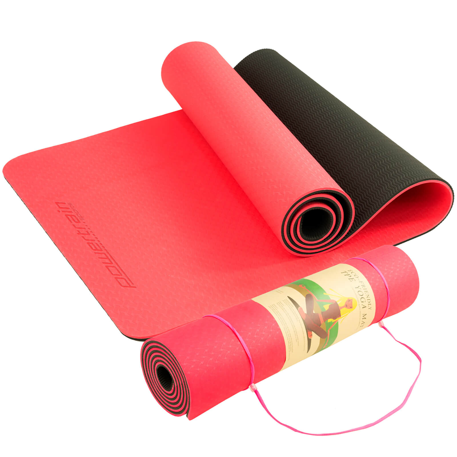 Powertrain 8mm Yoga Mat TPE Non-Slip Red