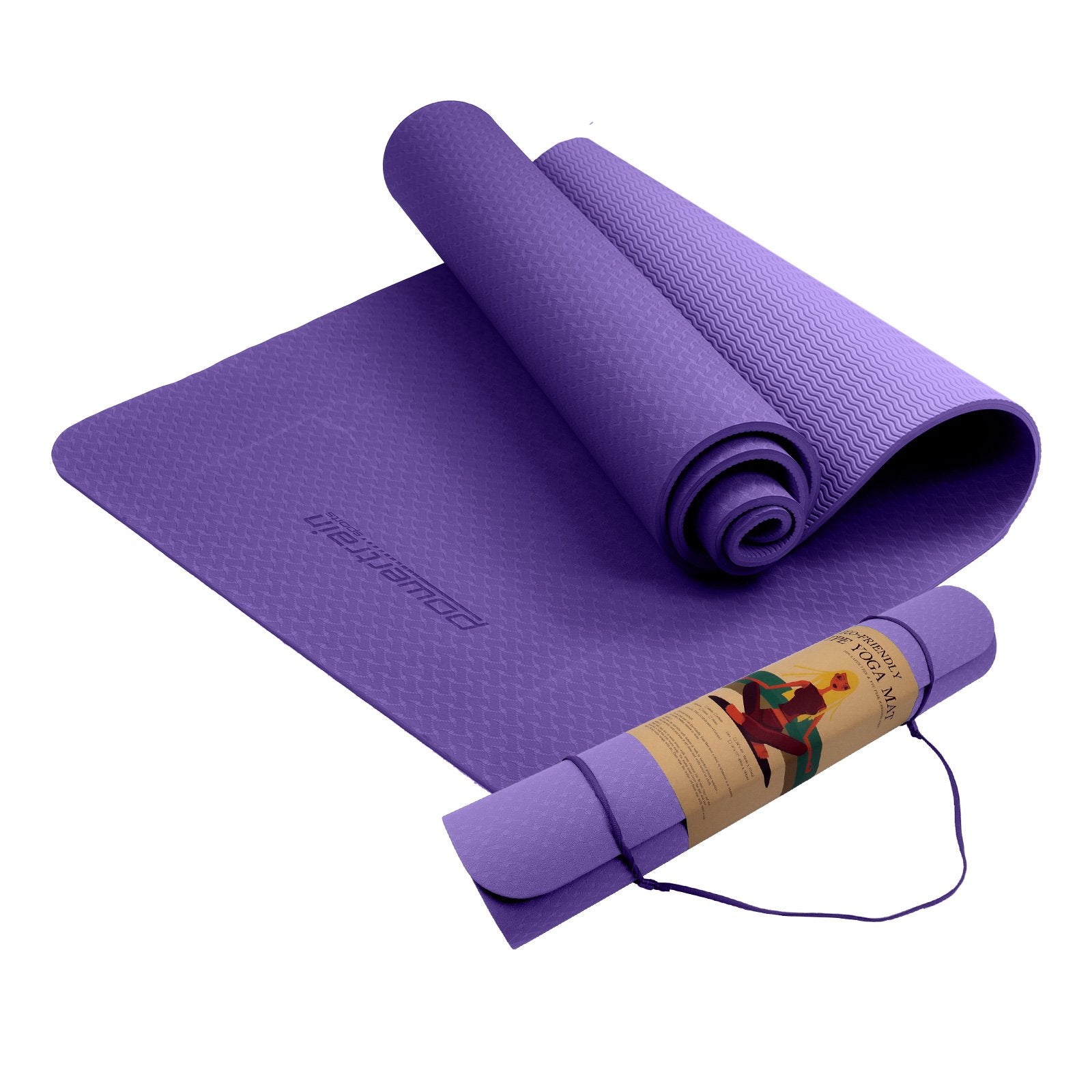 Powertrain 183cm Yoga Mat Non-slip Eco-friendly Dark Lavender 6mm