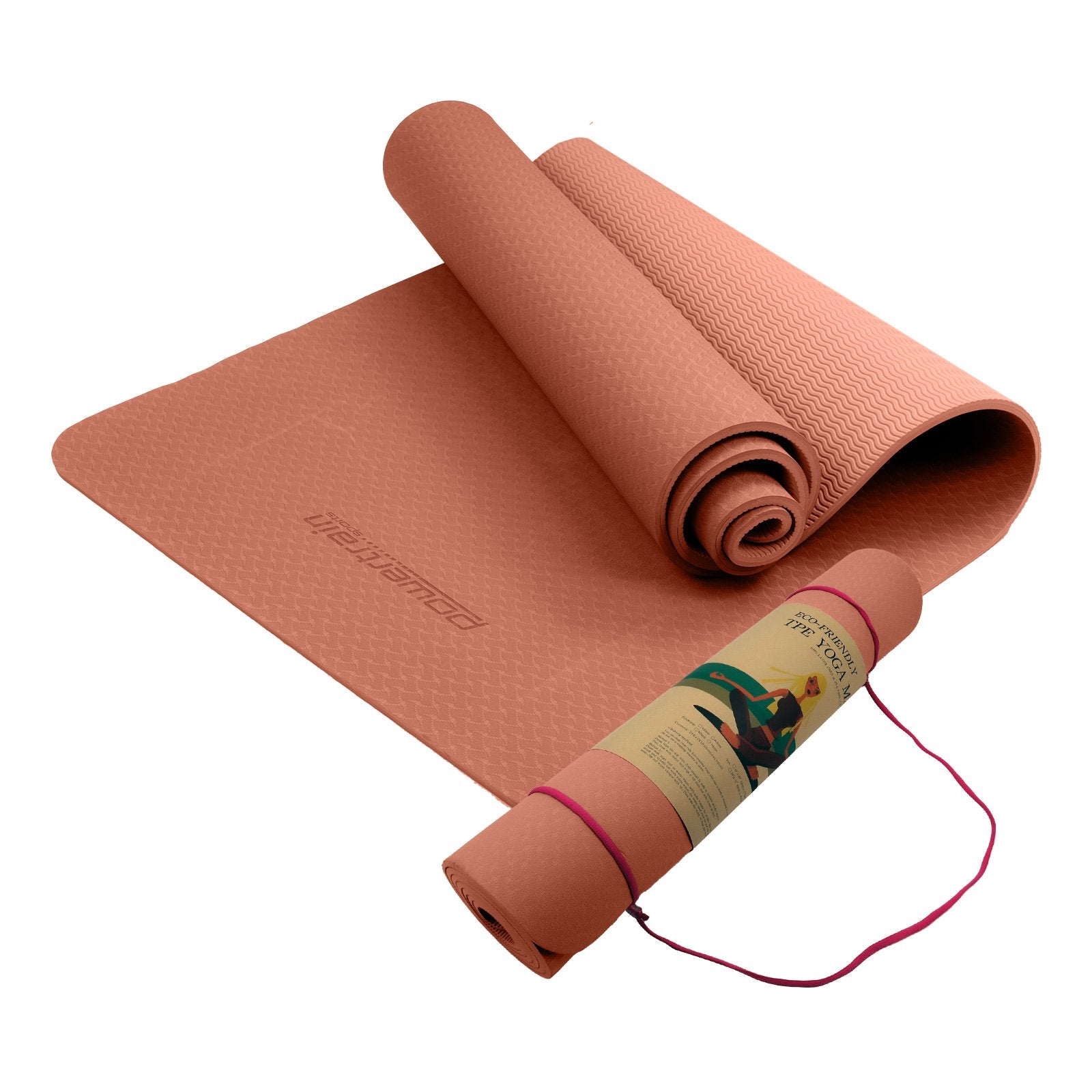 Powertrain 183cm Yoga Mat Non-slip Eco-friendly Peach
