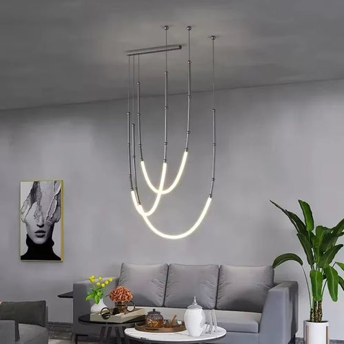 BAMDECOR Minimalistic Retro LED Minimalism Designer Lustre Hanging Lamps Slender-Shape LED Pendant Light Black