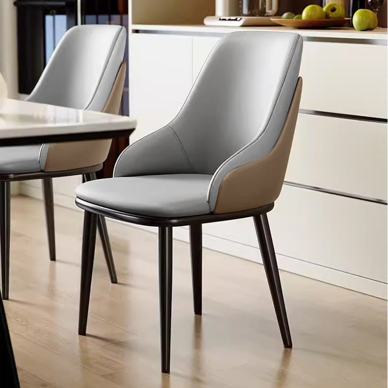 VELLUTO Dining Chair Modern upholstered Leather Kitchen Chairs with armrests Bathtub Chair Leisure Lounge Chair Living Room Bedroom Home Set of 2 Light Grey Duo
