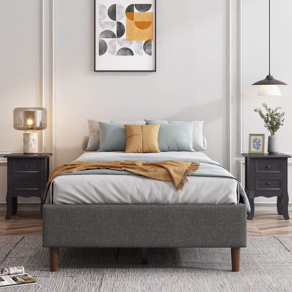 Bed Frame Mattress Foundation Dark Grey – Double