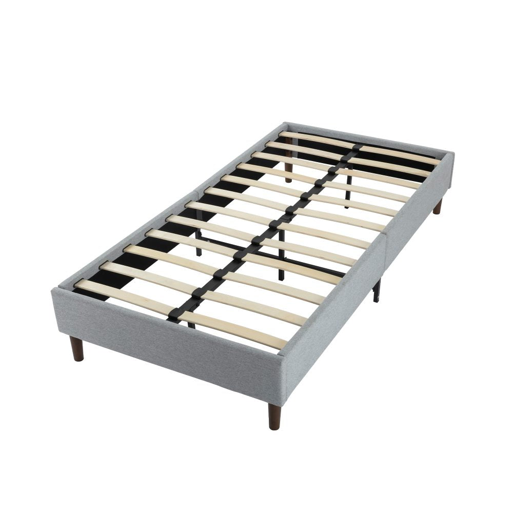 Bedframe with Wooden Slats Light Grey – Single