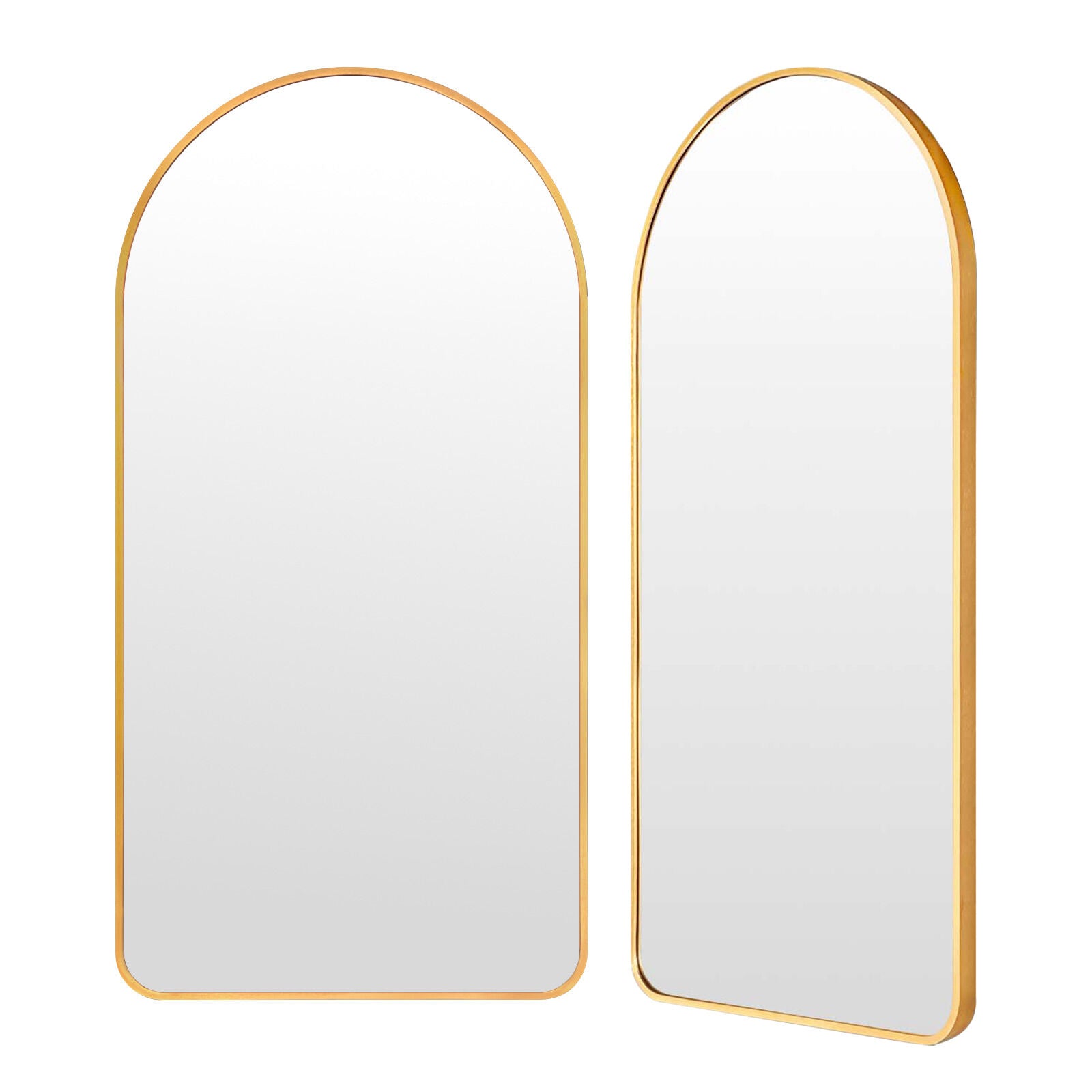 2 Set Wall Arch Mirror Arc Aluminum Frame Bathroom 50x100cm GOLD