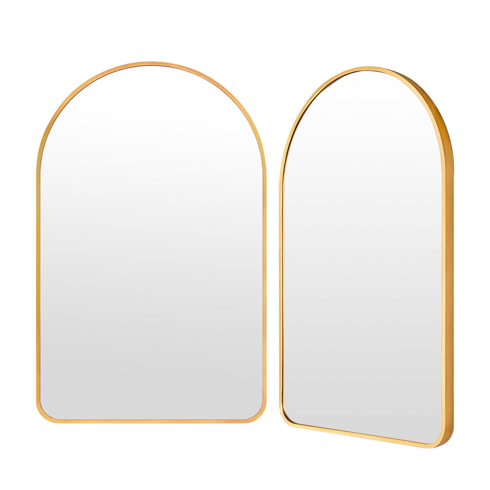 2 Set Wall Arch Mirror Arc Aluminum Frame Bathroom 50x80cm GOLD