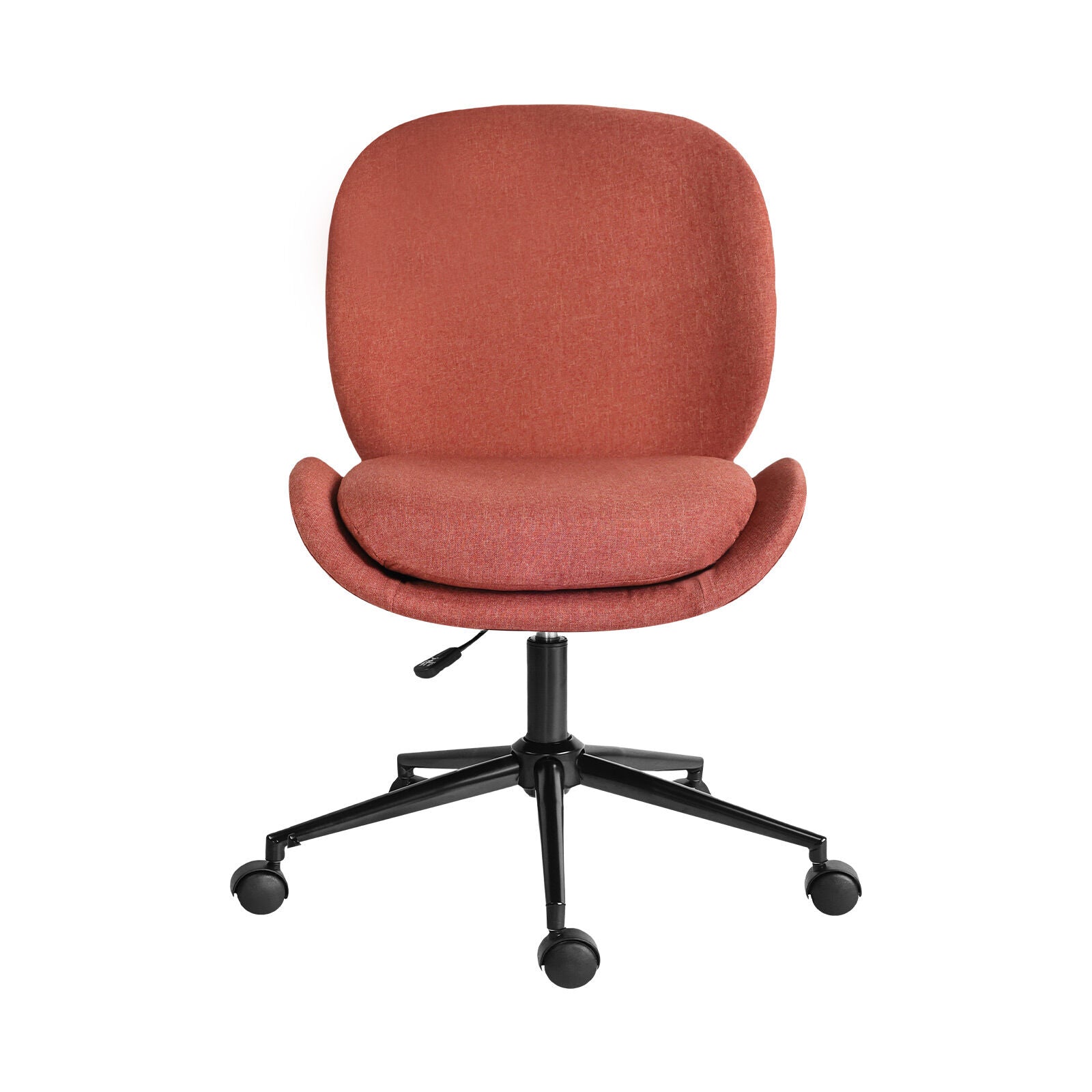Office Desk Chair - Linen Fabric Armless Swivel Study Seat OVOID EARTHY RED