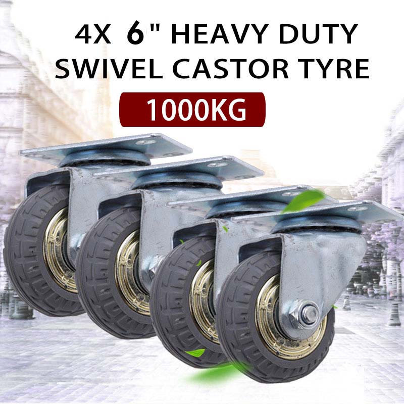 4x 6" 150mm Heavy Duty Industrial Swivel Caster Wheels 2x swivel + 2x fixed Castor 1000KG Trolley
