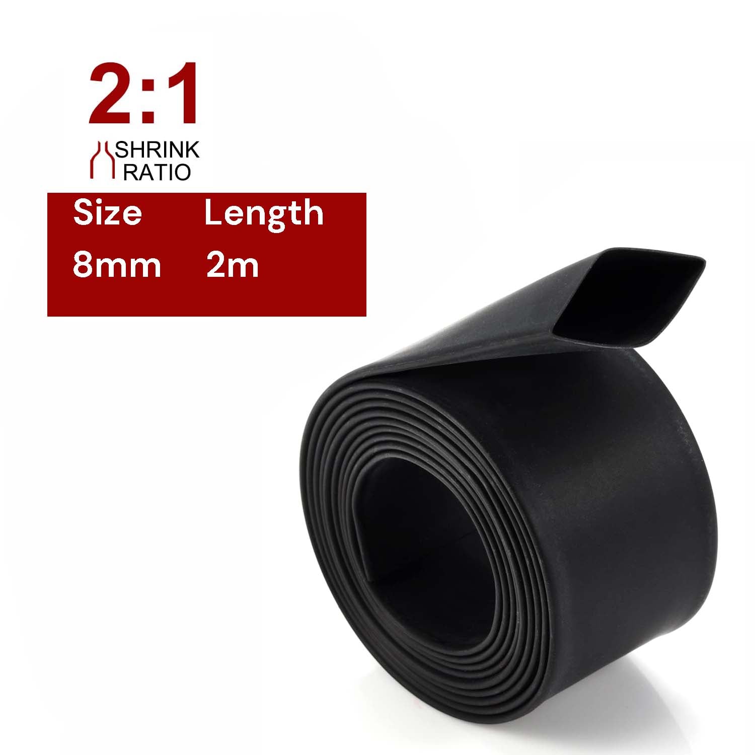 2m Polyolefin Shrink Tube 5/16" 8mm 2:1 Ratio Heat Shrink Tubing Sleeving Wrap Shrinking