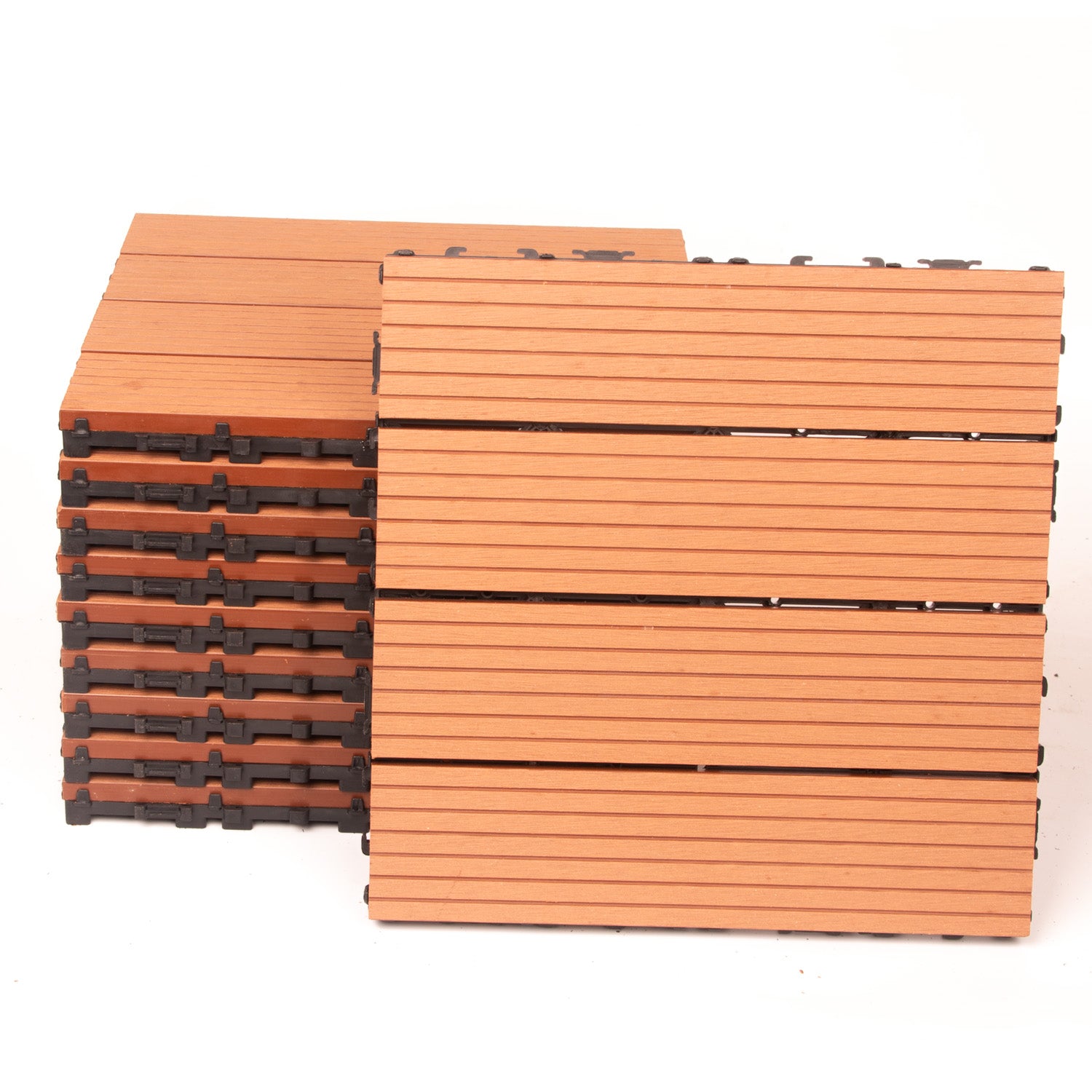 10PCS Interlocking Patio Deck Tiles 30cm x 30cm Outdoor Wood Flooring for Patio Garden Balcony Poolside