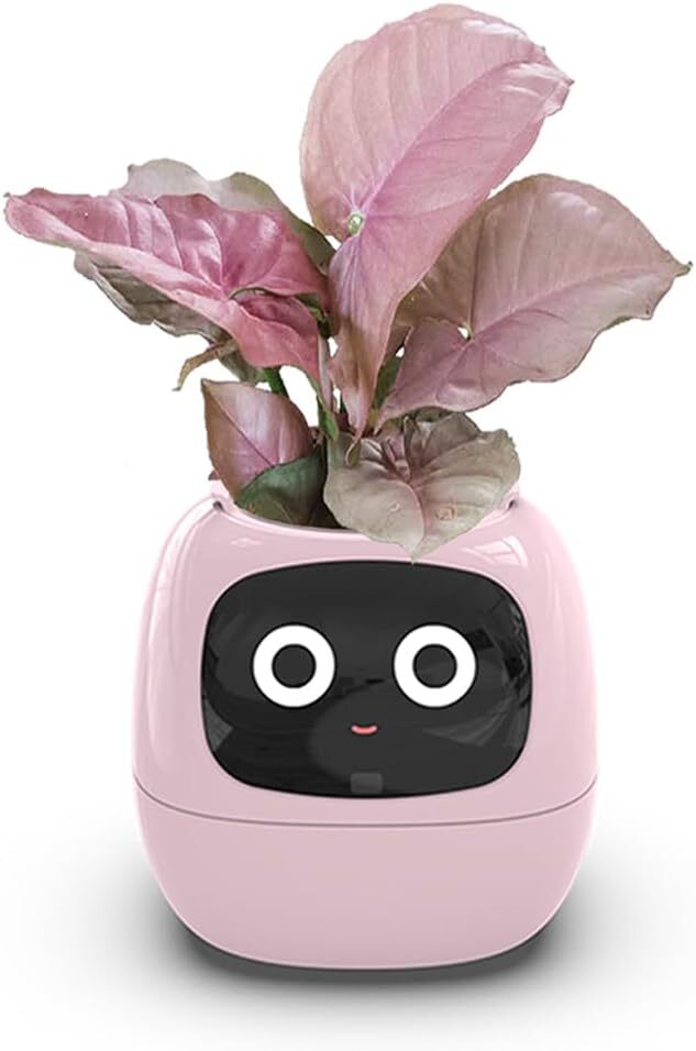 Intelligent Flower Pot, Electronic Bud, Maintenance Plant Assistant, Fun Interactive Flower Pot, Indoor Green Planting Monitoring, LCD Screen Display, Cell Phone APP Connection Pink