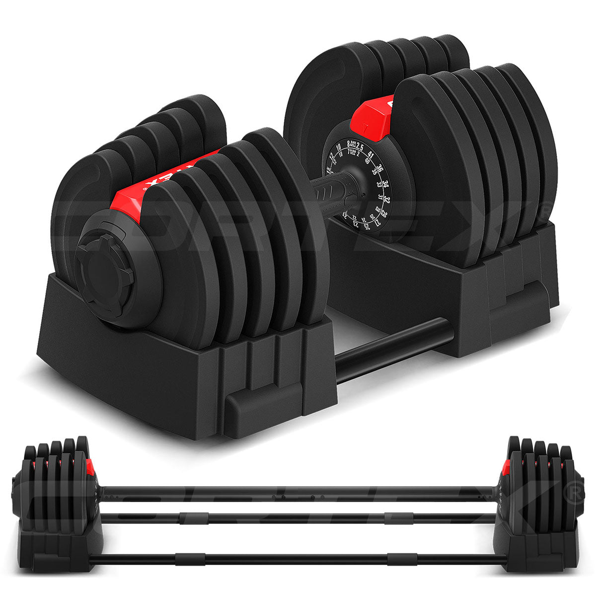 Revolock V2 40kg Adjustable Steel Dumbbell Barbell All-in-One