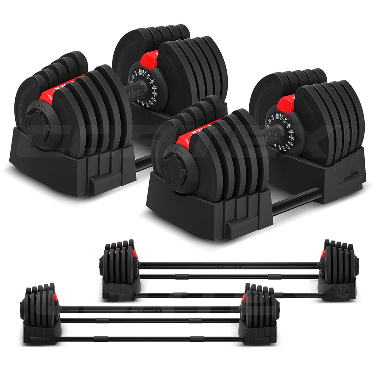 Revolock V2 80kg Adjustable Steel Dumbbell Barbell Set