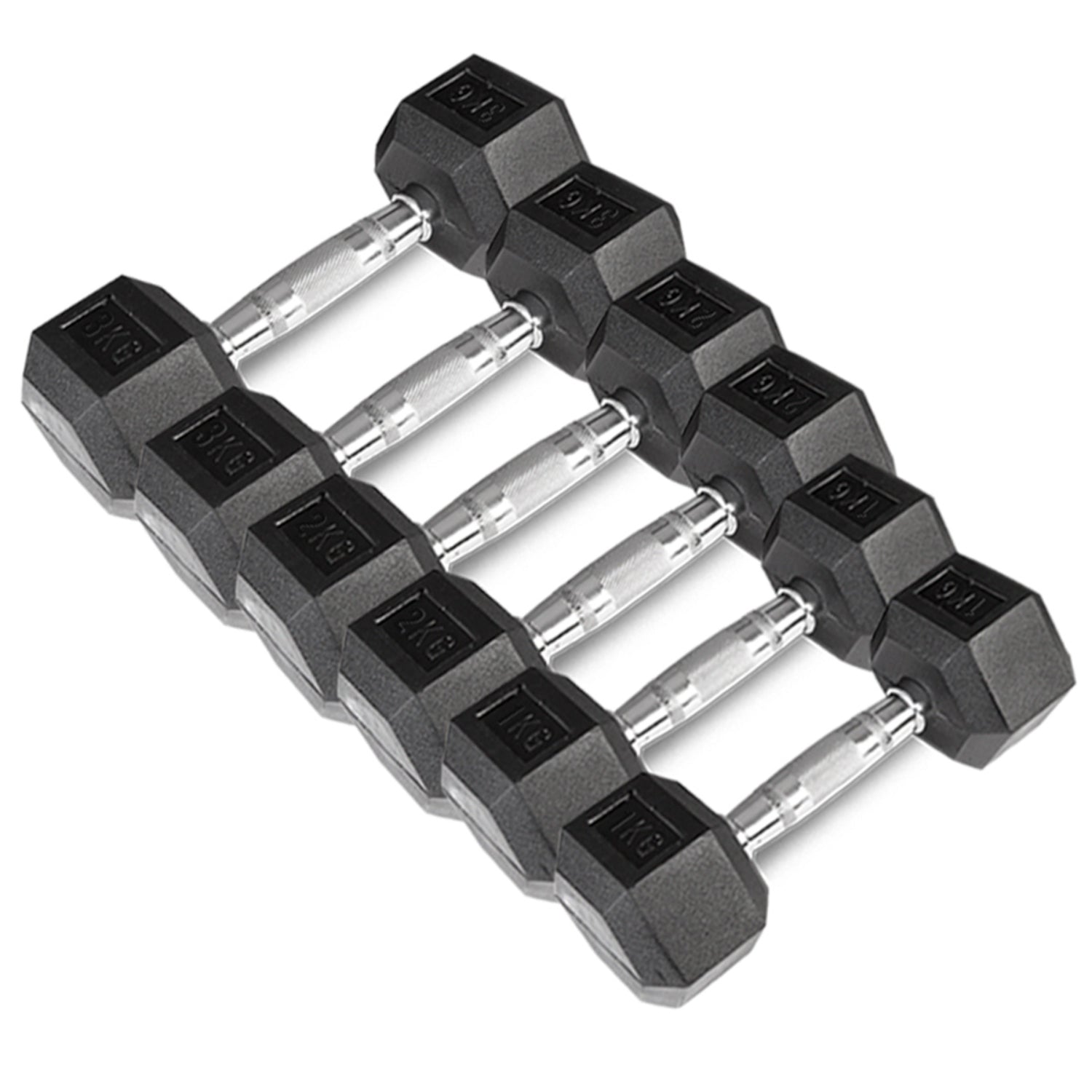 CORTEX Hex Dumbbell Set 1kg-3kg Rubber Coated