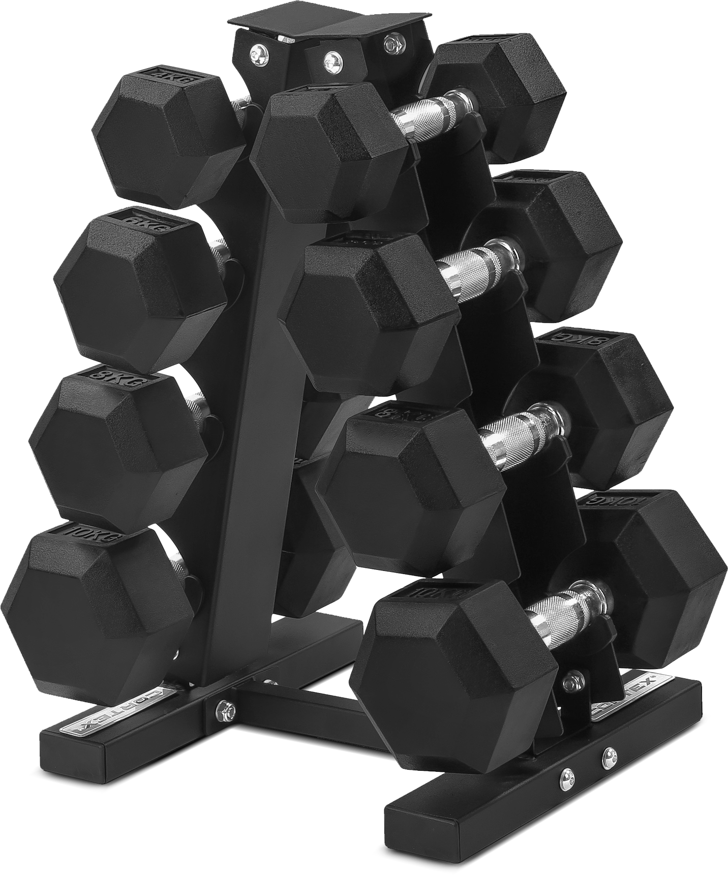 Cortex Hex Dumbbell Set 56kg with Stand (4-10kg Pairs)