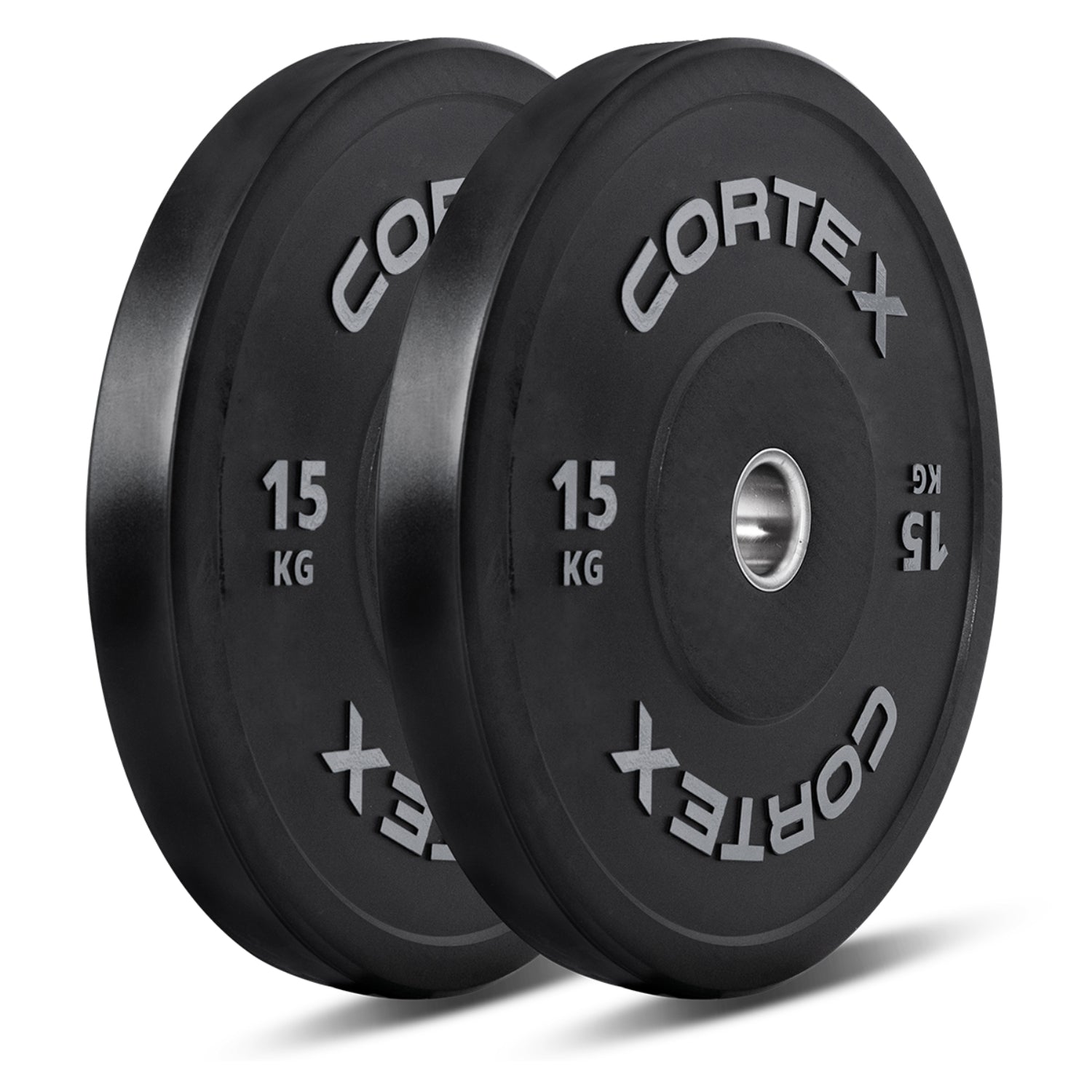 CORTEX V2 15kg Black Rubber Olympic Bumper Plate Pair 50mm