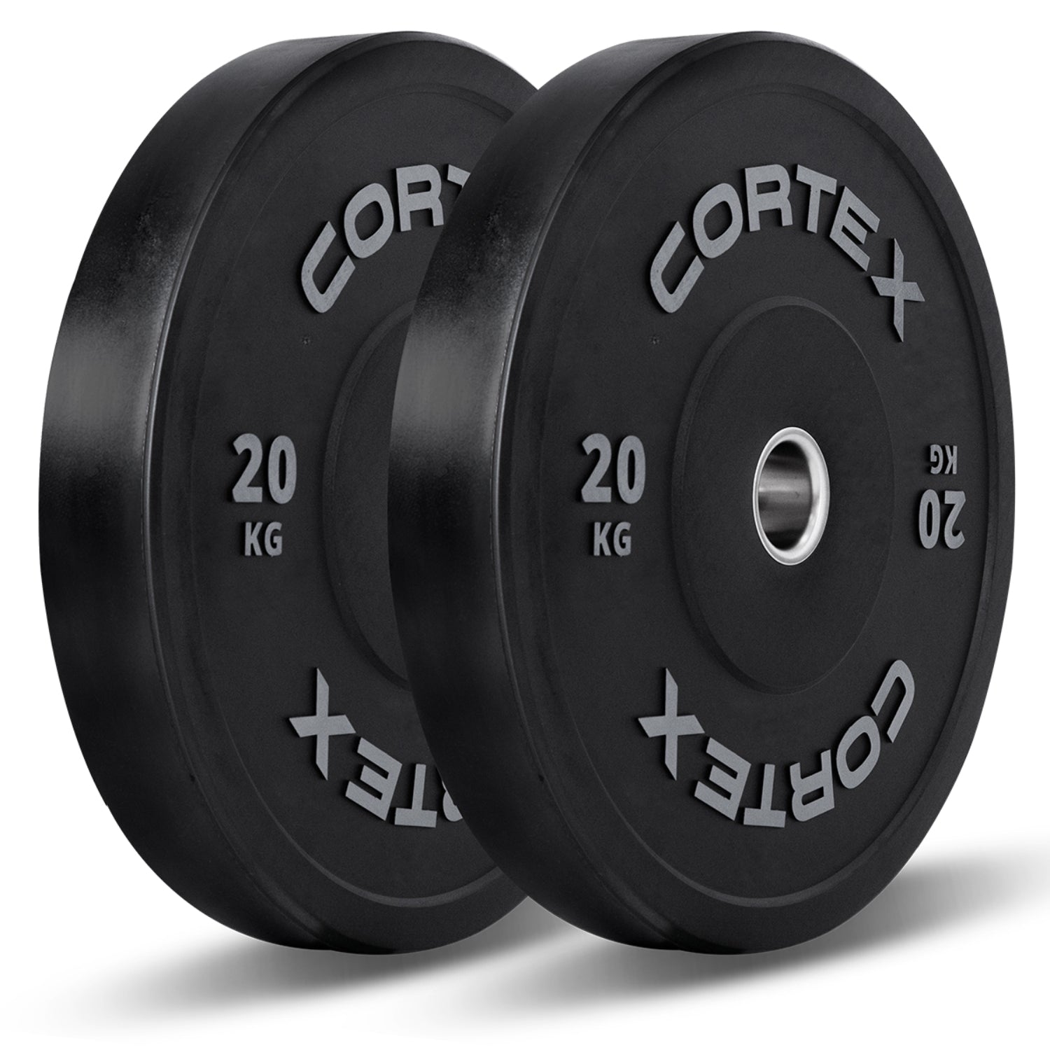 CORTEX V2 20kg Olympic Bumper Plate Pair Black Rubber 50mm