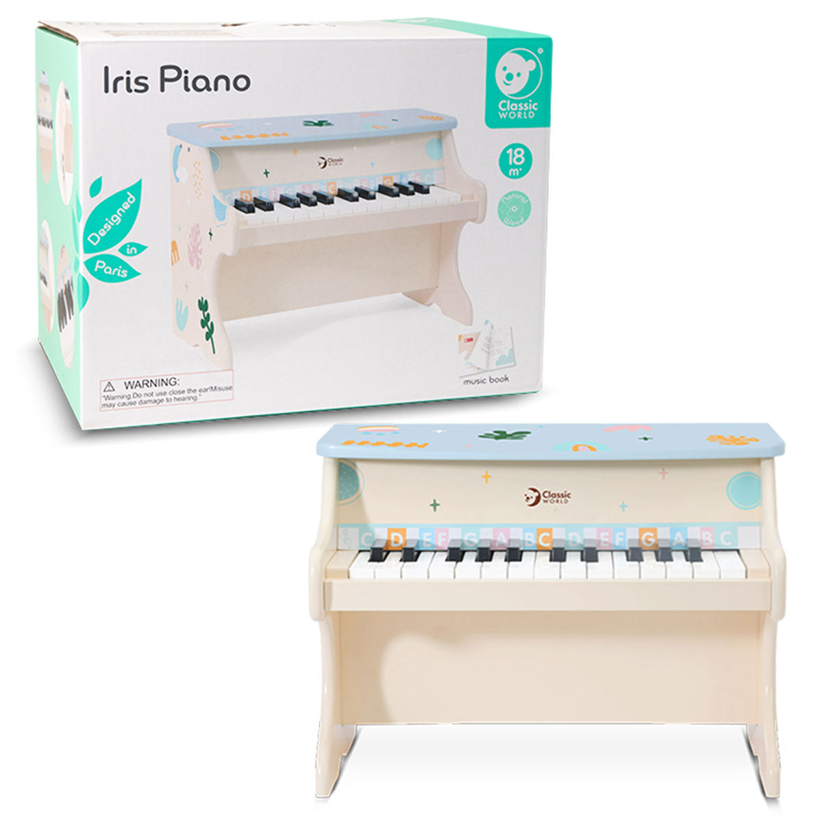 Iris Toy Piano MDF Teawood Beechwood 18+ Months