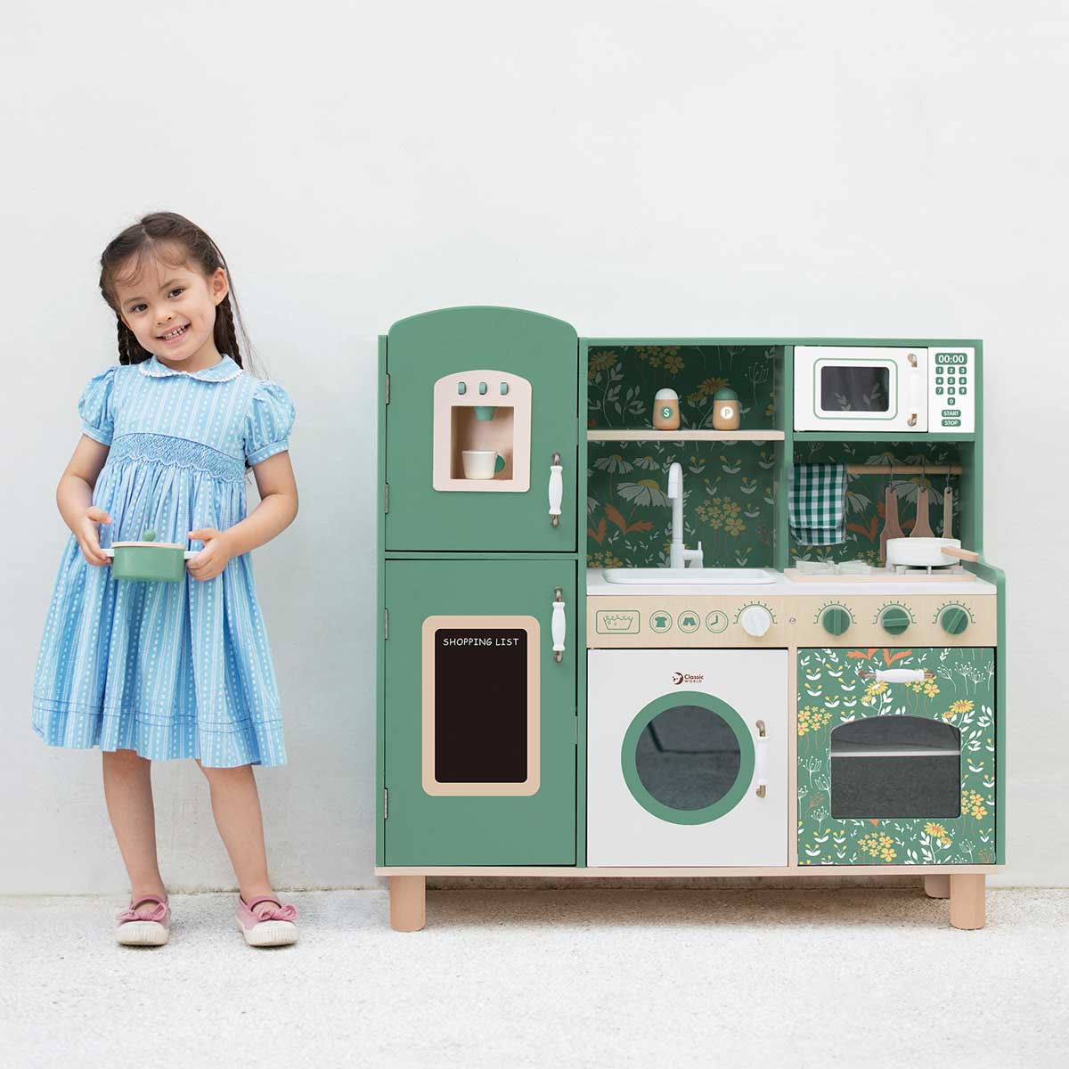 Vintage Kids Play Kitchen MDF Plywood Solid Wood