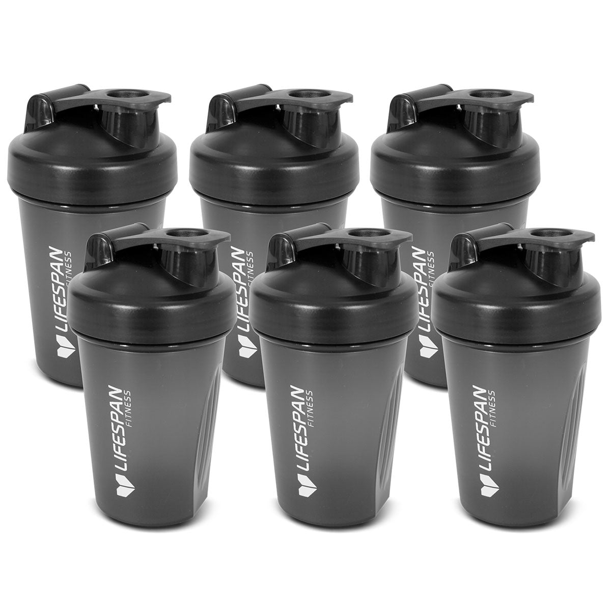 Lifespan Fitness Shaker Bottle 500ml in Black Pack of 6