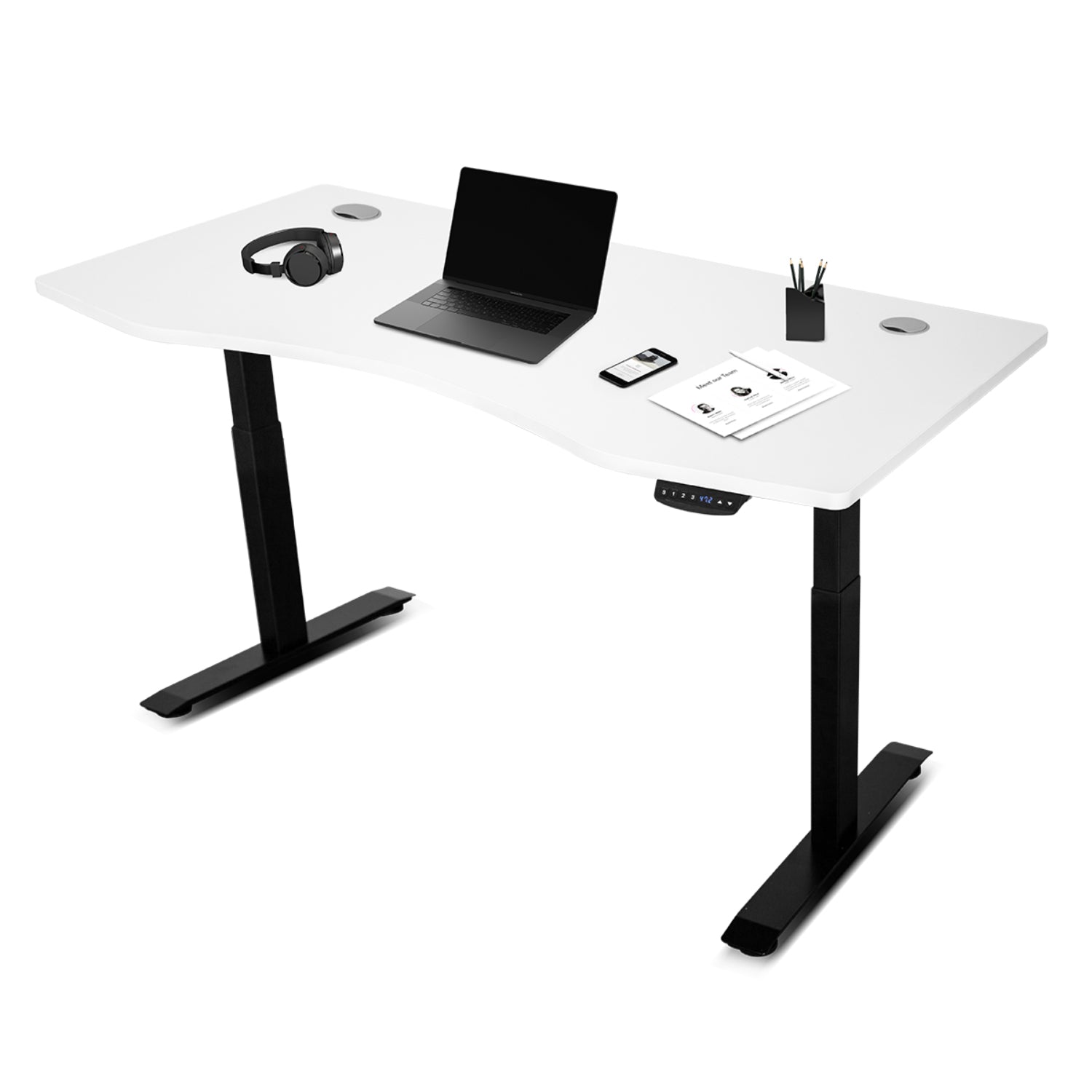 ErgoDesk AUTO 150cm Automatic Standing Desk White & Black