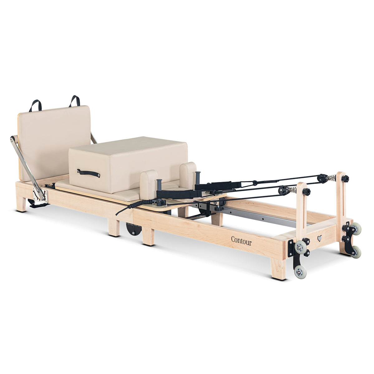 Lifespan Fitness Contour Folding Wooden Pilates Reformer Machine Set Beige