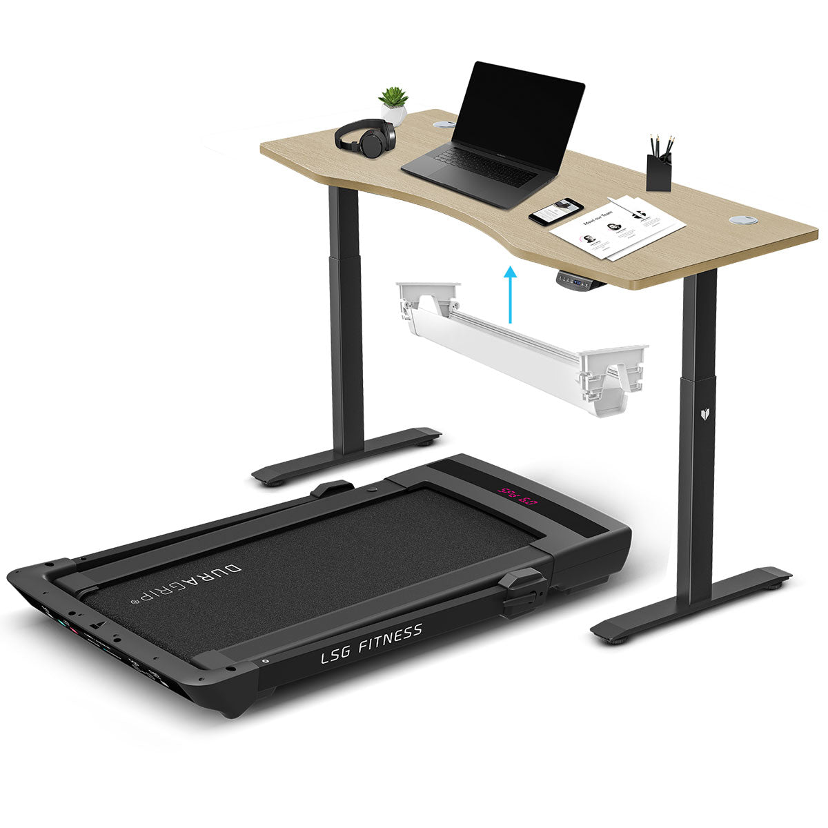 Pacer M5 150cm Dual Motor Standing Desk with Treadmill Oak/Black