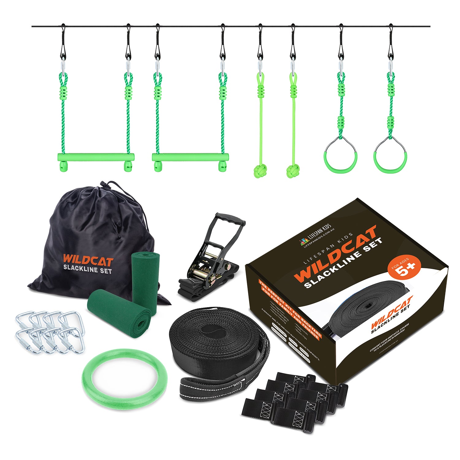 Wildcat 15m Slackline Set Kids Outdoor Adventure Kit