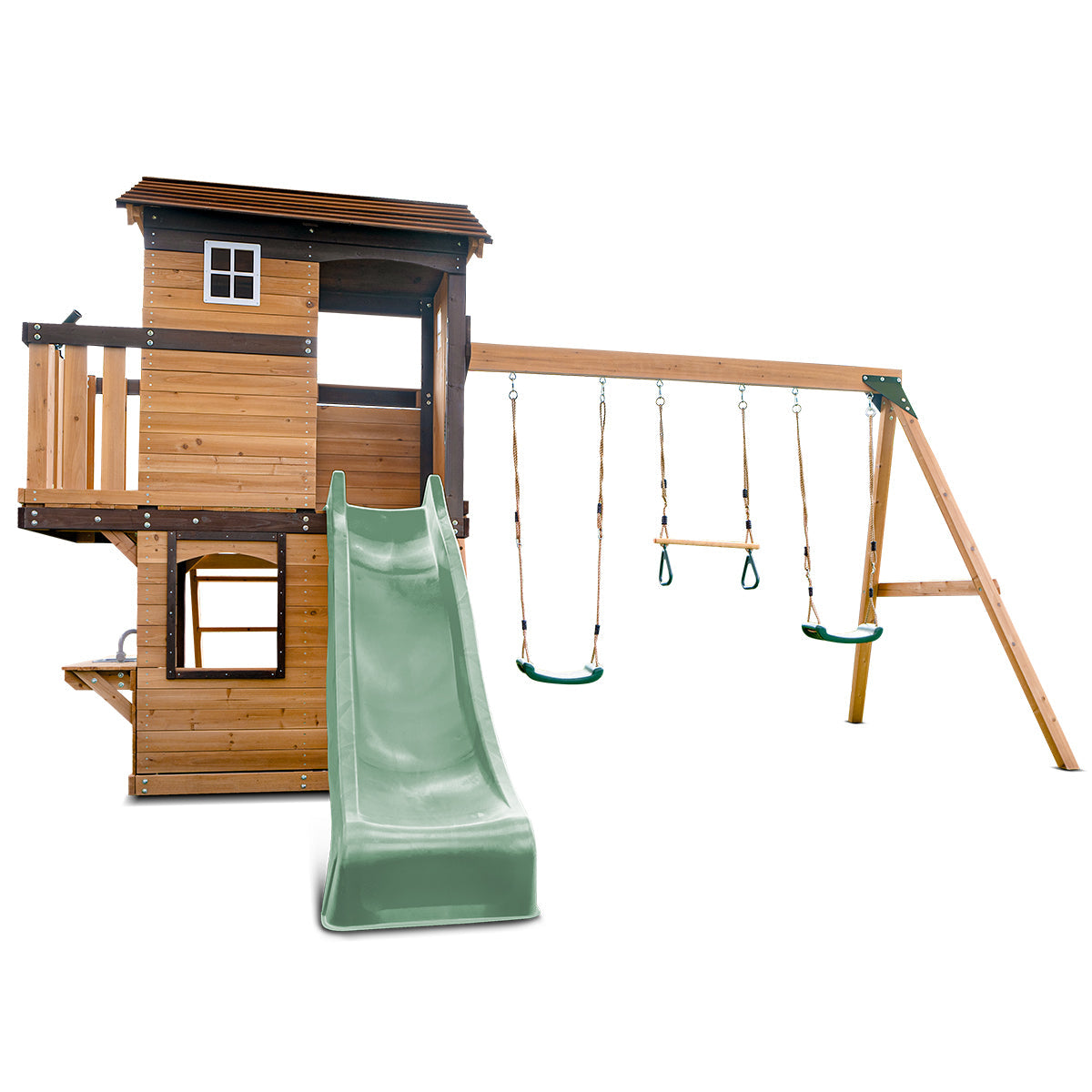 Lifespan Kids Darlington Swing Set & Play Centre with 2.2m Slide Pastel Green