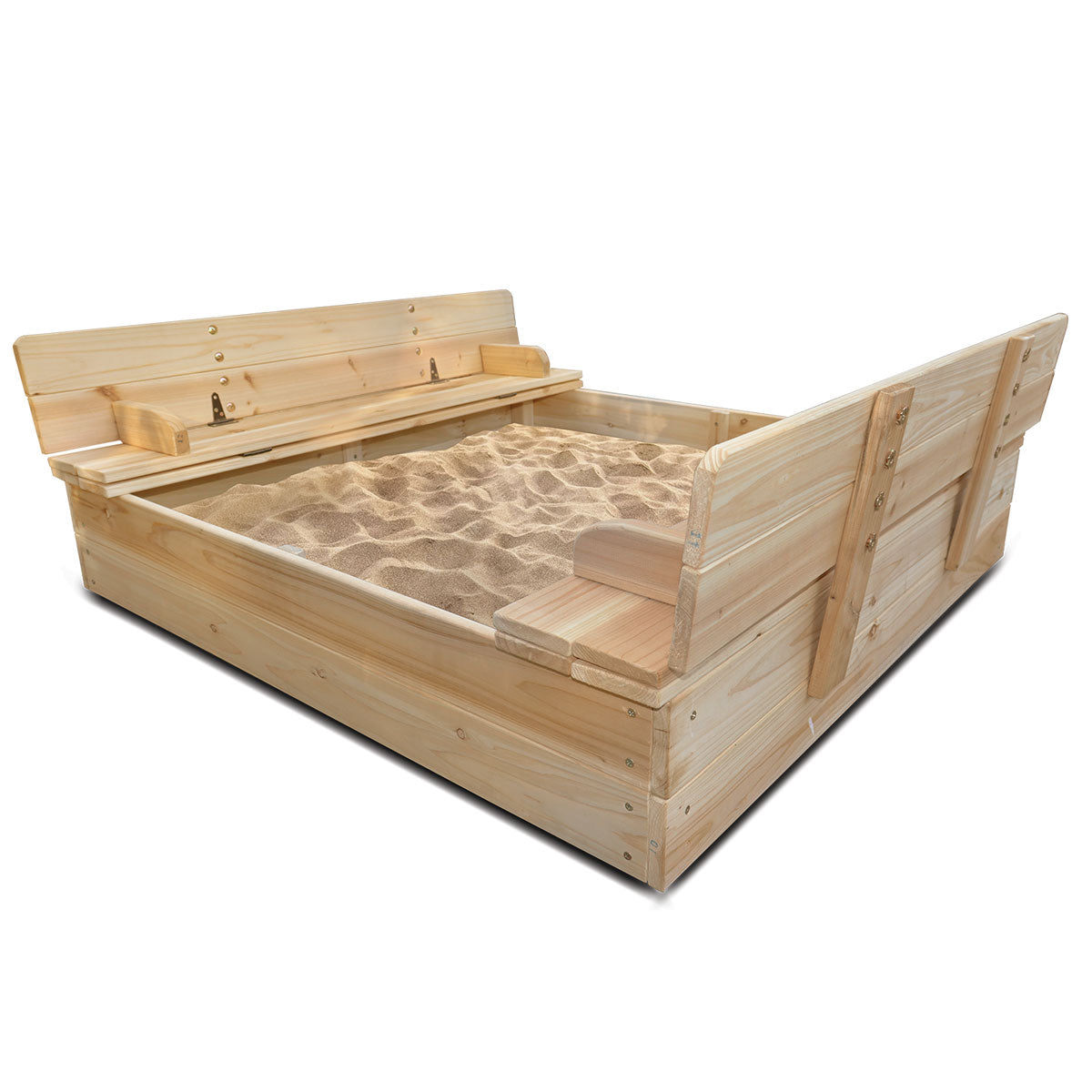 Strongbox 2 Kids Sandpit Square Timber Folding Seats
