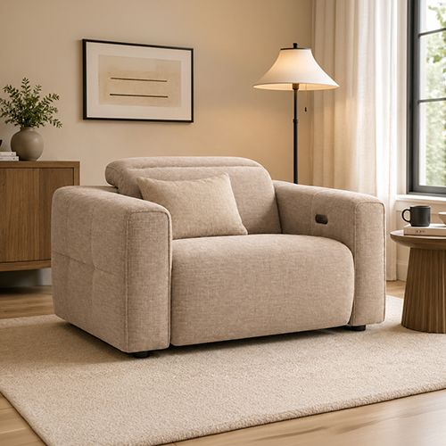 1 Seater Fabric Power Recliner with Power Headrest & Zero-Wall Design