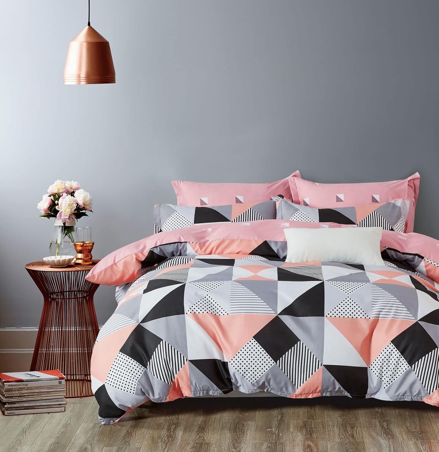 Print Microfibre Quilt Cover Set 3Pcs - Ultra Soft, Comfy, Luxurious Duvet Cover with Zipper Closure - Elegant Design Quilt Cover Set for Bedding - Lila - King Size