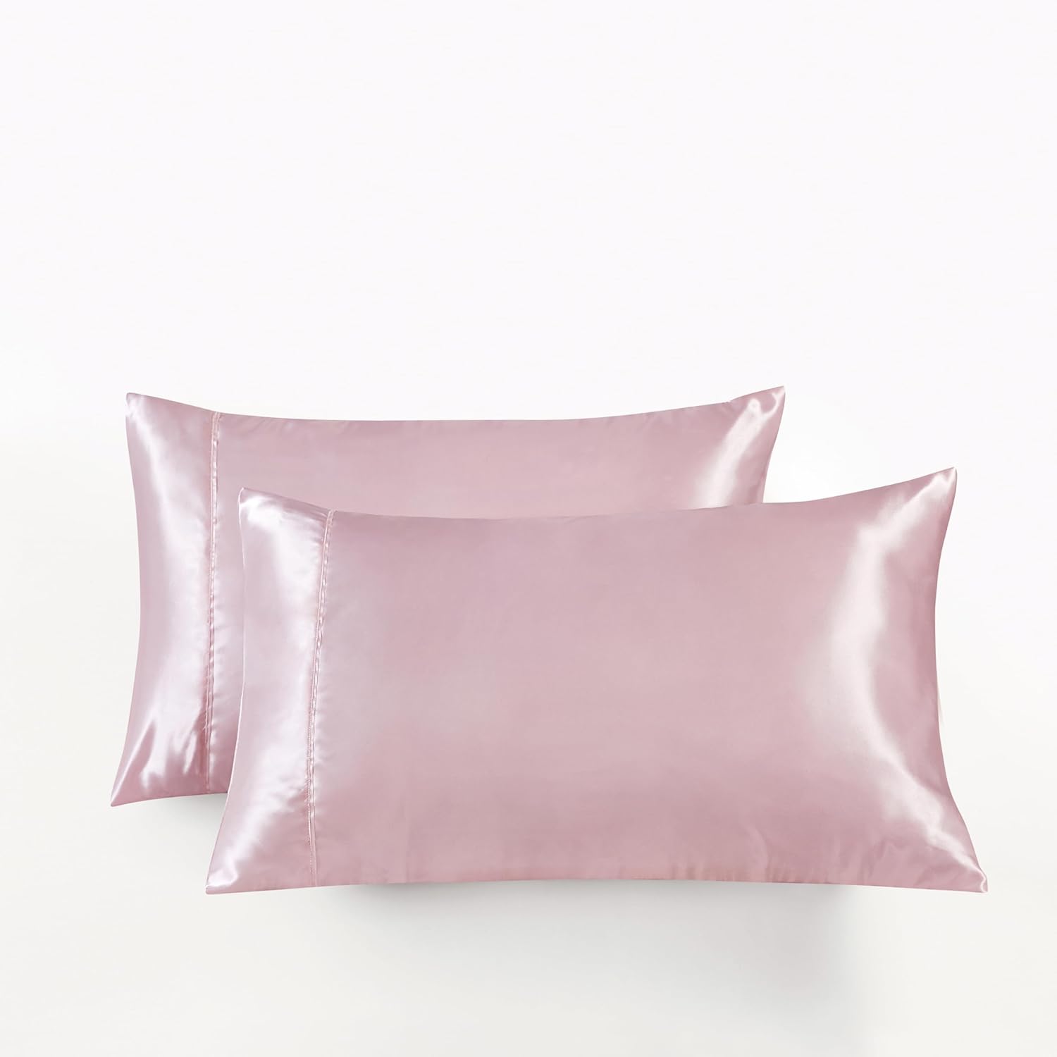 Satin Pillowcases - Silky Soft Polyester Satin with Zipper Closure - Pink, 48cm x 73cm Twin Pack