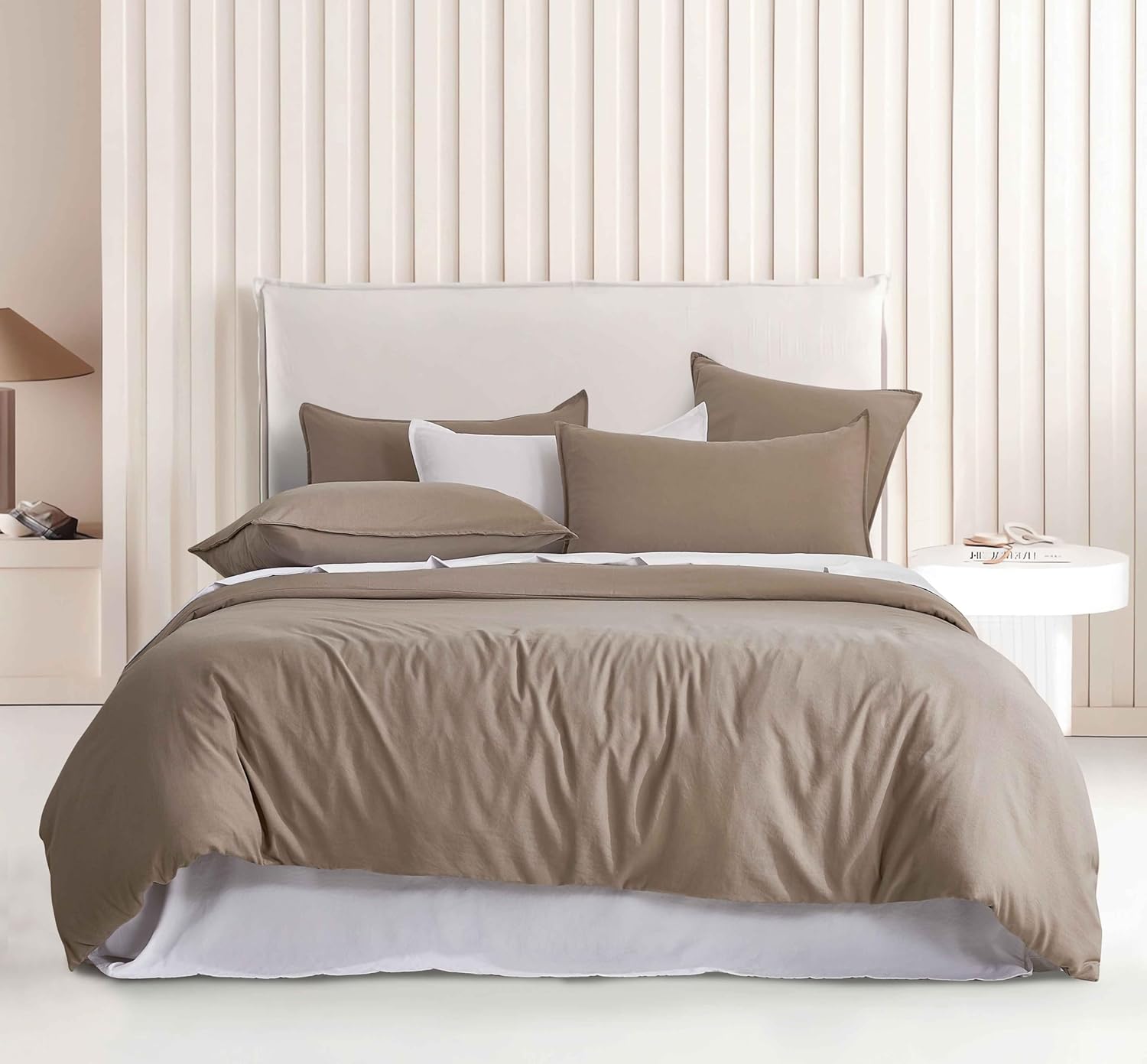 Vintage Washed Microfibre Quilt Cover Set Truffle, Super King