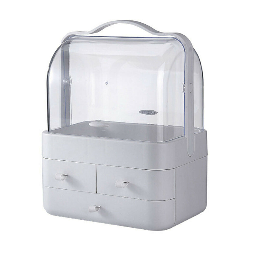 Cosmetics Storage Boxes Portable Dust-proof Makeup Jewelry Case Desktop Drawer White-White