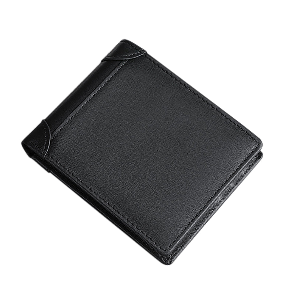 100% Genuine Leather Men's Wallet RFID Blocking Card Holder Bifold and Long Wallets Black Bifold Horizontal