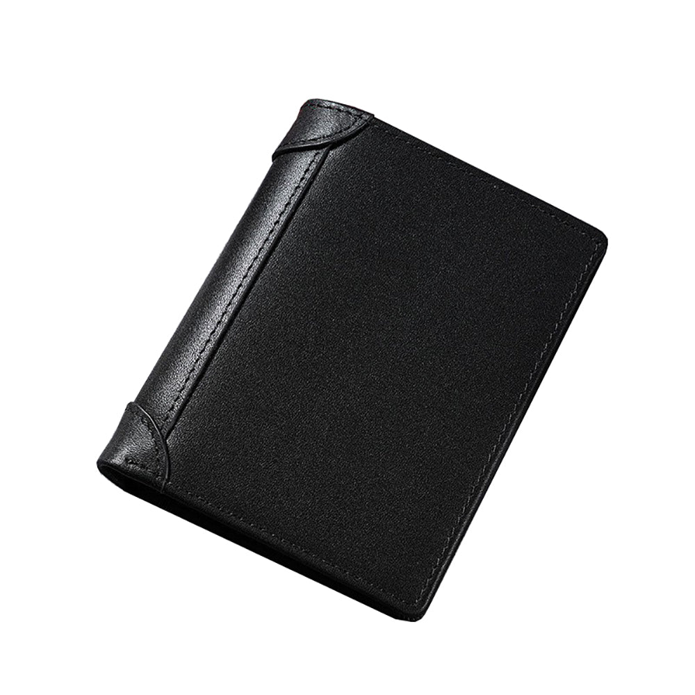 100% Genuine Leather Men's Wallet RFID Blocking Card Holder Bifold and Long Wallets Black Bifold Verticle